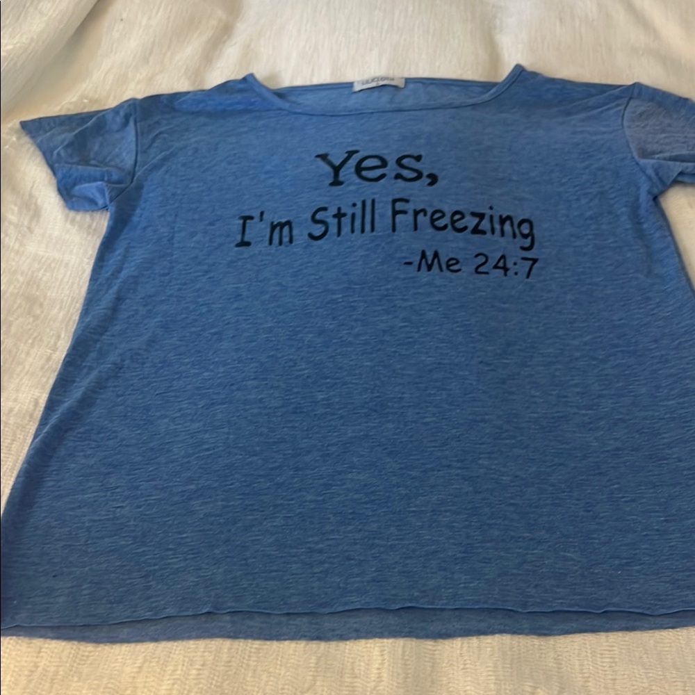 Blue Short Sleeve Tee with Fun Print